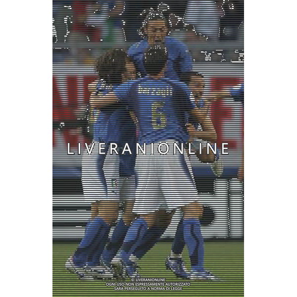 Italia - Ucraina Mondiali Germania 30/06/2006 nella foto esultanza dopo il gol di gianluca zambrotta con camoranesi e barzagli ph luzzani/ag. aldo liverani