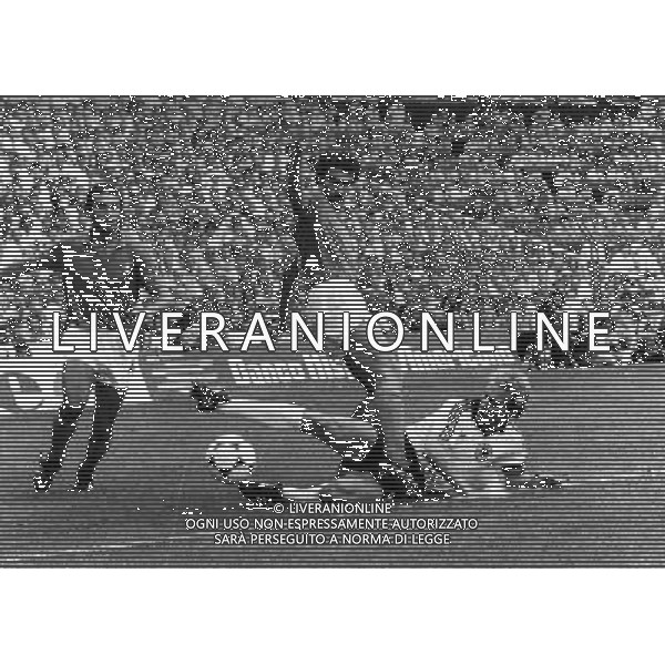 Mondiali di Calcio Spagna 1982 Italia - Germania Finale nella foto Rummenigge con Bergomi Giuseppe e Antonio Cabrini ph archivio giovanni liverani/ag. aldo liverani