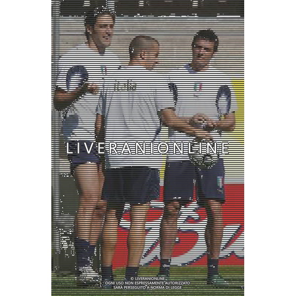 Dortmund 3 luglio 2006 Allenamento ufficiale della nazionale italiana presso il Fifa World Cup Stadio di Dortmund nella foto: Toni Luca Del Piero Alessandro e Oddo Massimo foto Andry / Ag. Aldo Liverani