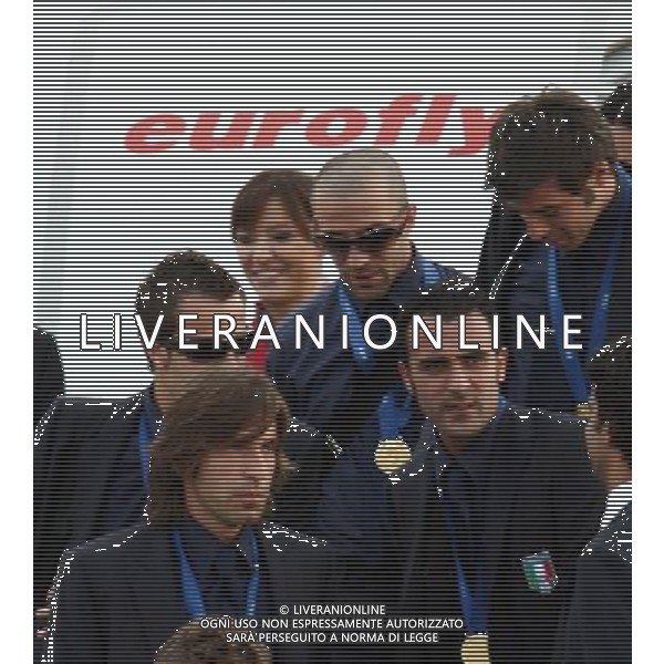 Arrivo dei giocatori Vincitori dei Campionati Mondiali Germania 2006 all\' aeroporto Militare di Pratica di Mare a Roma 10/07/2006 nella foto alessandro del piero, alberto gilardino, simone barone e andrea pirlo ph corradetti/ag. aldo liverani