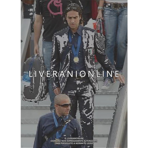 Arrivo dei giocatori Vincitori dei Campionati Mondiali Germania 2006 all\' aeroporto Militare di Pratica di Mare a Roma 10/07/2006 nella foto alessandro nesta con alessandro del piero ph corradetti/ag. aldo liverani