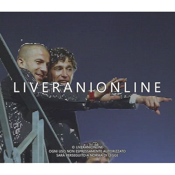 Arrivo al Circo Massimo di Roma dei giocatori della nazionale italiana vincitori dei Campionati Mondiali Germania 10/07/2006 nella foto alessandro del piero con demetrio albertini ph corradetti/ag. aldo liverani