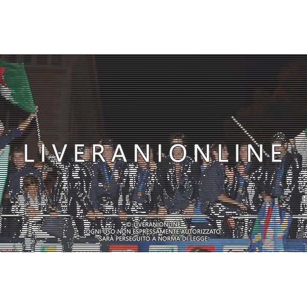 Arrivo al Circo Massimo di Roma dei giocatori della nazionale italiana vincitori dei Campionati Mondiali Germania 10/07/2006 nella foto gli azzurri sul pullman ph corradetti/ag. aldo liverani