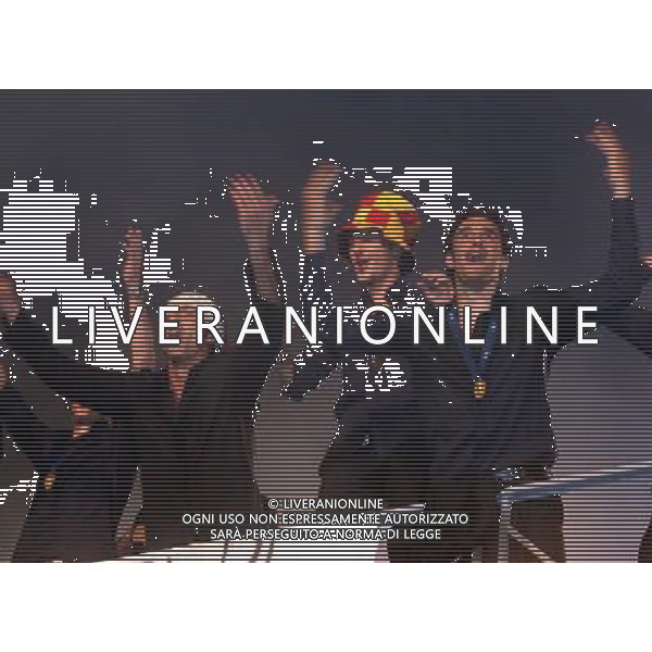 Arrivo al Circo Massimo di Roma dei giocatori della nazionale italiana vincitori dei Campionati Mondiali Germania 10/07/2006 nella foto luca toni, francesco totti e gianluigi buffon ph corradetti/ag. aldo liverani