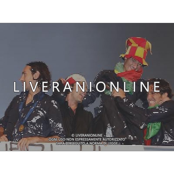 Arrivo al Circo Massimo di Roma dei giocatori della nazionale italiana vincitori dei Campionati Mondiali Germania 10/07/2006 nella foto alessandro nesta, gianluigi buffon, francesco totti e luca toni ph corradetti/ag. aldo liverani