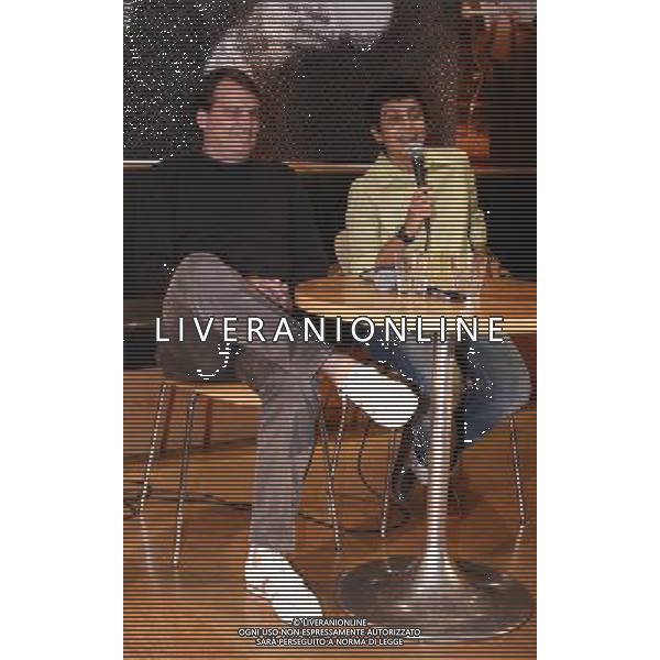 milano 11 luglio 2006 presentazione del libro\'il ventre di maradona\' della scrittrice Emanuela Audisio nella foto: Marco Tardelli e Emanuela Audisio ph franky\ag liverani