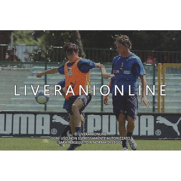 Allenamento della nazionale italiana Under 21 a Tirrenia 14/08/2006 nella foto Nicola Pozzi con Coda Andrea ph gianni nucci/ag. Aldo Liverani