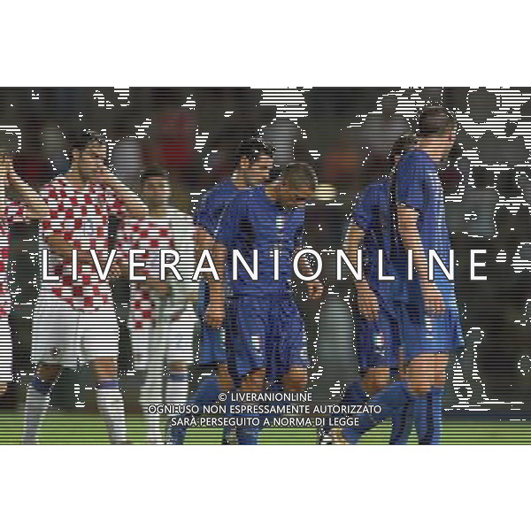 Livorno (Li) 16/08/2006 Amichevole Italia-Croazia allo stadio Armando Picchi Nella foto: Delusione dei giocatori dell\'Italia.* Ph Gianni Nucci/Agenzia Aldo Liverani