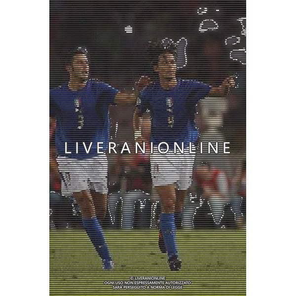 Italia - Lituania qualificazione europei a Napoli 02/09/2006 nella foto esultanza dopo il gol di filippo inzaghi con fabio grosso * ph nucci gianni/ag: aldo liverani