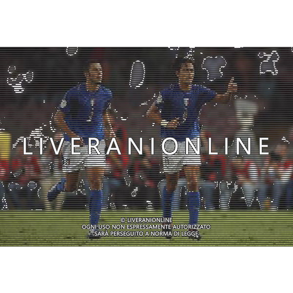 Italia - Lituania qualificazione europei a Napoli 02/09/2006 nella foto esultanza dopo il gol di filippo inzaghi con fabio grosso * ph gianni nucci/ag: aldo liverani