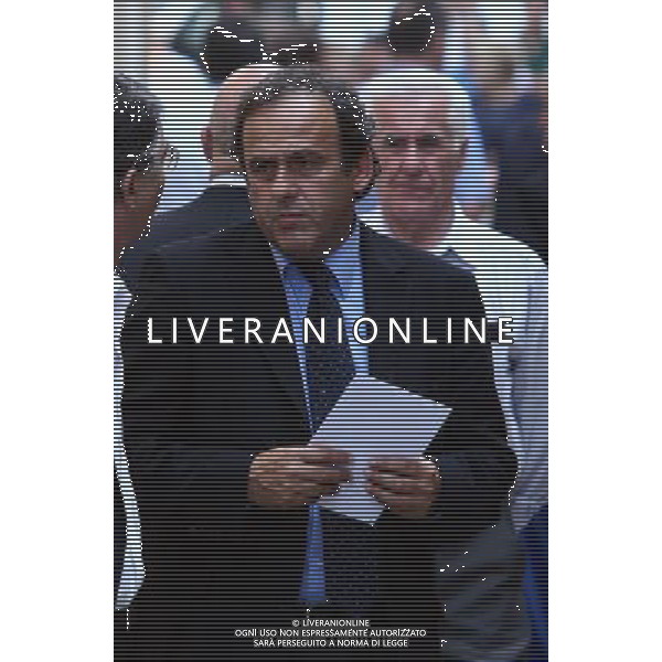 MILANO 6 SETTEMBRE 2006 FUNERALI DI GIACINTO FACCHETTI NELLA FOTO: MICHEL PLATINI\' PH FRANKY/AG ALDO LIVERANI