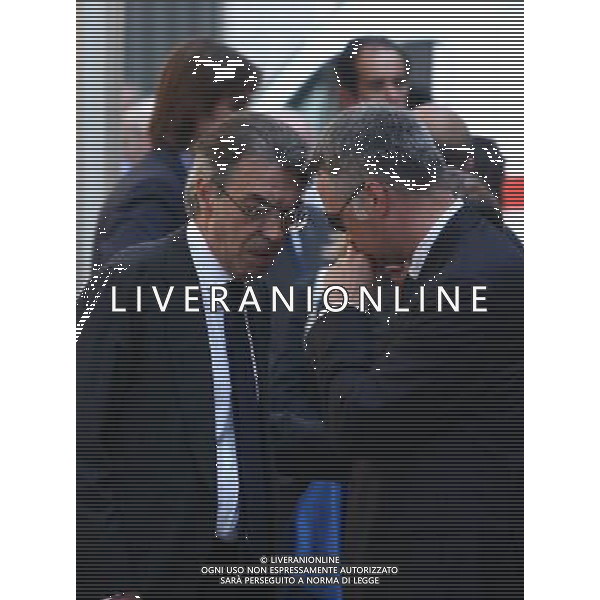 MILANO 6 SETTEMBRE 2006 FUNERALI DI GIACINTO FACCHETTI NELLA FOTO: MASSIMO MORATTI CON PAOLO VIGANO\' PH FRANKY/AG ALDO LIVERANI