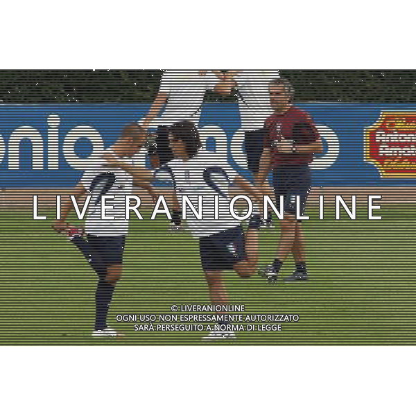 Centro Tecnico Federale di Coverciano 02/10/2006 Raduno e Allenamento della Nazionale Italiana nella foto roberto donadoni con fabio cannavaro e mauro camoranesi ph gianni nucci/ag. Aldo Liverani