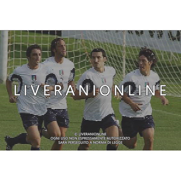 Centro Sportivo Coverciano 02/10/2006 Allenamento della nazionale italiana nella foto Gianluca Zambrotta con Mauro Camoranesi stefano mauri e massimo oddo ph gianni nucci/ag. aldo liverani