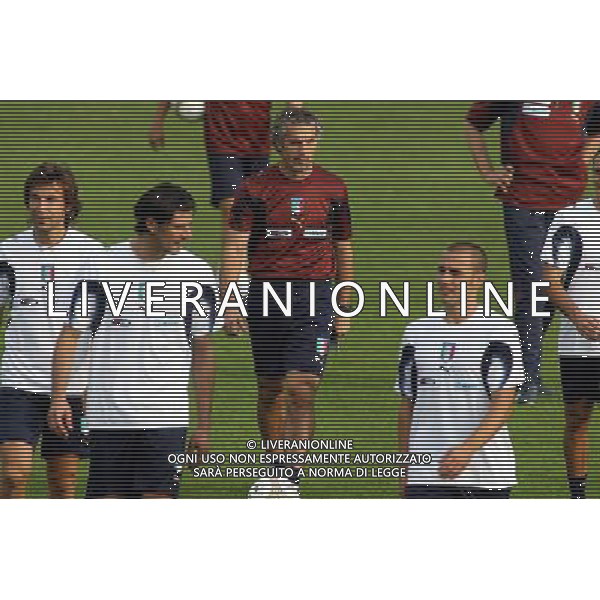 Centro Sportivo Coverciano 02/10/2006 Allenamento della nazionale italiana nella foto roberto donadoni con andrea pirlo, vincenzo iaquinta e fabio cannavaro ph gianni nucci/ag. aldo liverani
