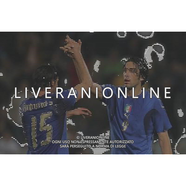 Roma 7 ottobre 2006 Italia - Ucraina qualificazioni Euro 2008 nella foto: Toni Luca esulta con Iaquinta Vincenzo foto Andry / Ag. Aldo Liverani