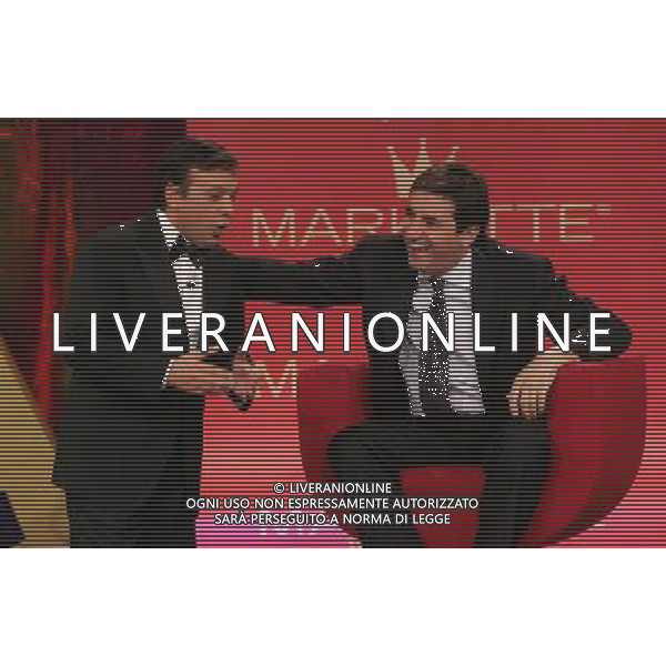 MILANO 18/10/2006 STUDI TELEVISIVI LA 7 MARKETTE NELLA FOTO PIERO CHIAMBRETTI ED URBANO CAIRO FOTO ROMANO/AG ALDO LIVERANI