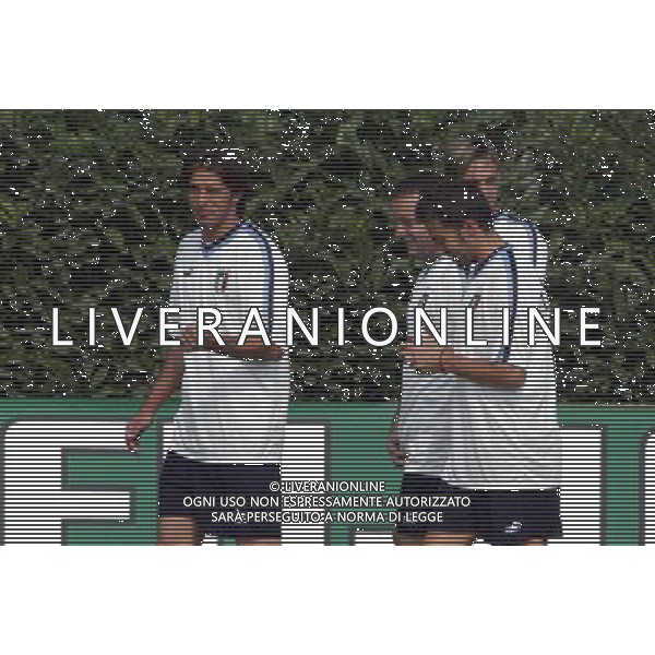 Coverciano (Fi) 02/09/03 Allenamento della Nazionale italiana di Calcio Nella foto: Il gruppo degli juventini Tacchinardi Alessio Birindelli Alessandro e Del Piero Alessandro* Ph Gianni Nucci/Aldo Liverani