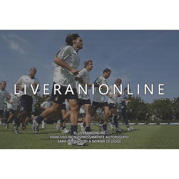 Coverciano (Fi) 02/09/03 Allenamento della Nazionale italiana di Calcio Nella foto: Il gruppo in corsa* Ph Gianni Nucci/Aldo Liverani