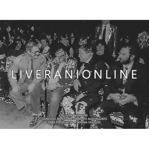 Mario Merola cantante-attore napoletano con Diego Abatantuono e Nino Manfredi ph archivio giovanni liverani/agenzia aldo liverani