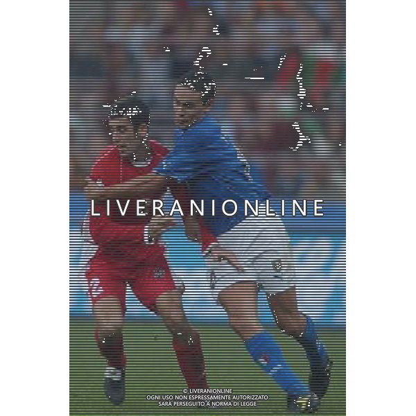 MILANO STADIO MEAZZA DI SAN SIRO 06/09/2003 ITALIA-GALLES QUALIFICAZIONI EURO 2004 NELLA FOTO FILIPPO INZAGHI E DELANEY* FOTO ALDO LIVERANI