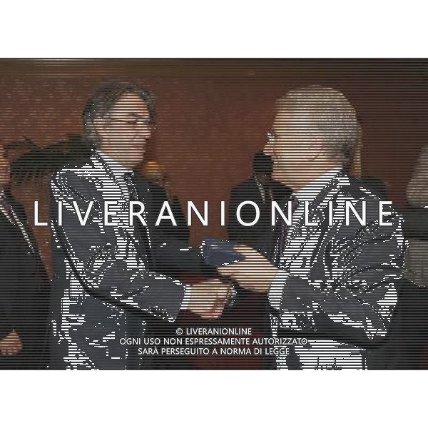 Milano 18 dicembre 2006 Hotel Principe di Savoia Assemblea Lega Calcio e premiazioni trofei 2005/2006 nella foto: matarrese antonio e massimo moratti foto Luzzani / Ag. Aldo Liverani