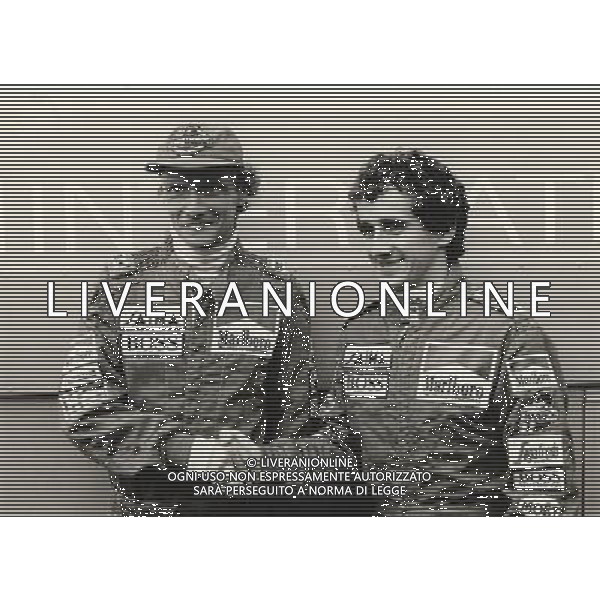 ARCHIVIO GIOVANNI LIVERANI 1984 NELLA FOTO NIKI LAUDA CON ALAIN PROST AGENZIA ALDO LIVERANI