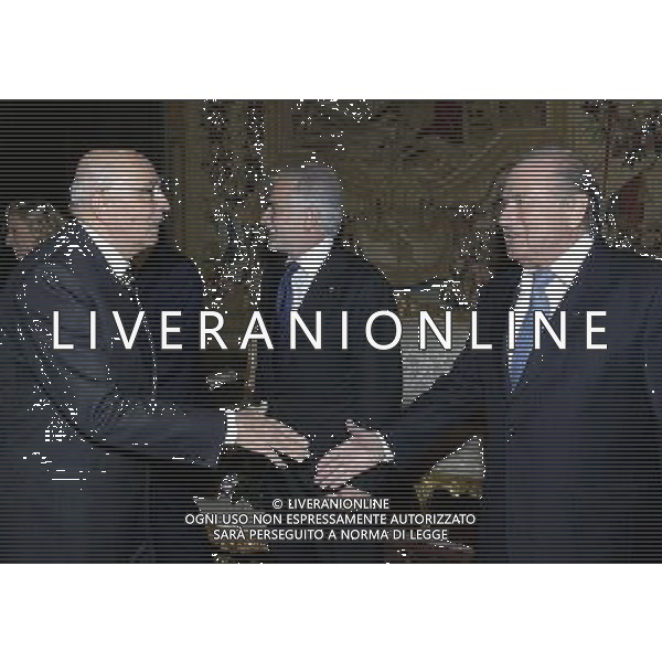 Roma 08/01/2007 NELLA FOTO Il Presidente della Repubblica Giorgio Napolitano con Joseph Blatter,Presidente della FIFA,nel pomeriggio di oggi 8 gennaio 2007 al Quirinale in occasione dell\'incontro con dirigenti ed atleti campioni del mondo in discipline o