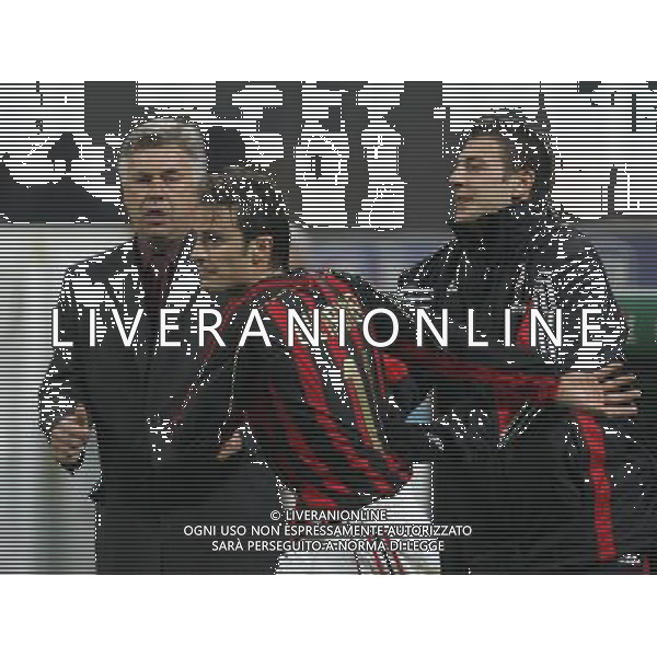 MILAN-AREZZO COPPA ITALIA TIM 11/01/2007 NELLA FOTO ancelotti- gilardino-bonera FOTO LUZZANI MARCO-AGENZIA ALDO LIVERANI