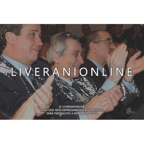 Parma, 25/01/2007 Presentazione Ufficiale nuova Proprieta\' Parma Calcio Fc nella foto Enrico bondi assiste alla conferenza stampa del neo-presidente del Parma Calcio Tommaso Ghirardi tra i due esponenti diessini locali Giuseppe Romanini e Vincenzo Berna