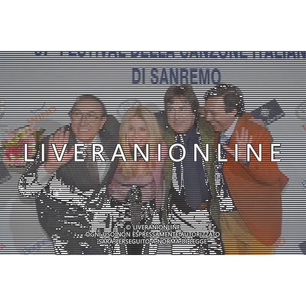 CONFERENZA STAMPA 57 FESTIVA DI SANREMO 26/02/2007 NELLA FOTO PIPPO BAUDO-MICHELLE HUNZIKER-FABRIZIO DEL NOCE-PIERO CHIAMBRETTI FOT AG-ALDO LIVERANI