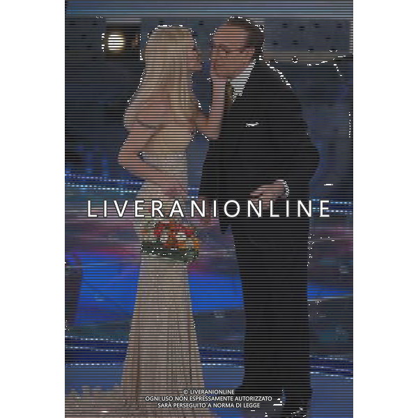 SAN REMO 28/2/2007 57° FESTIVAL DELLA CANZONE ITALIANA NELLA FOTO MICHELLE HUNZIKER E PIPPO BAUDO FOTO AG ALDO LIVERANI