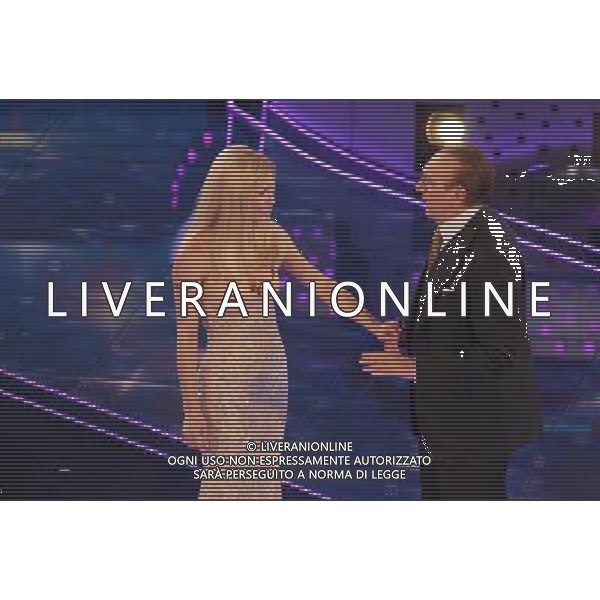 57¡ Festival della Canzone Italiana San remo 28/02/2007 Seconda Serata nella foto Michelle Hunziker con Pippo Baudo ph AG/Ag. Aldo Liverani