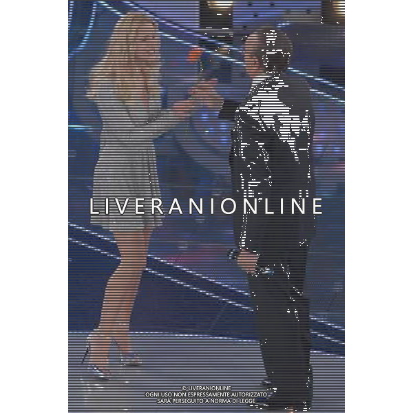 57 festival della canzone italiana Sanremo 02/03/2007 nella foto Pippo Baudo con Michelle Hunziker ph AG/Ag. Aldo Liverani