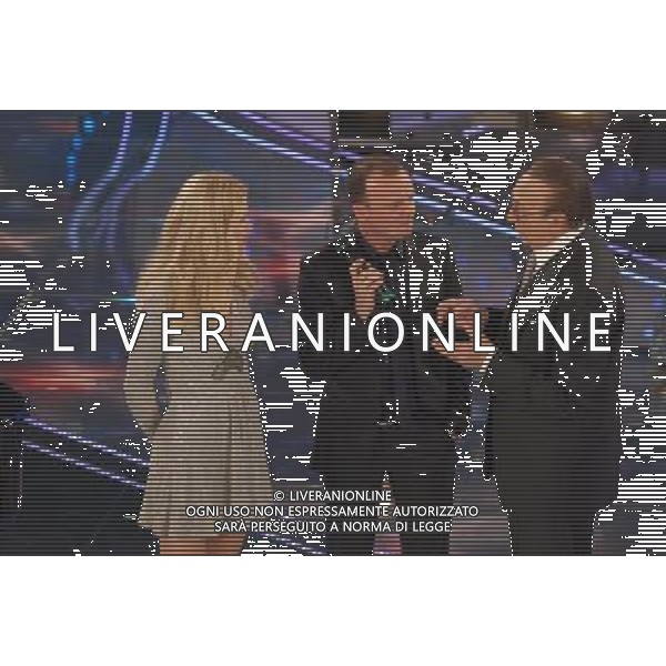 57 festival della canzone italiana Sanremo 02/03/2007 nella foto Michelle hunziker con Gigi D\'Alessio e Pippo baudo ph AG/Ag. Aldo Liverani