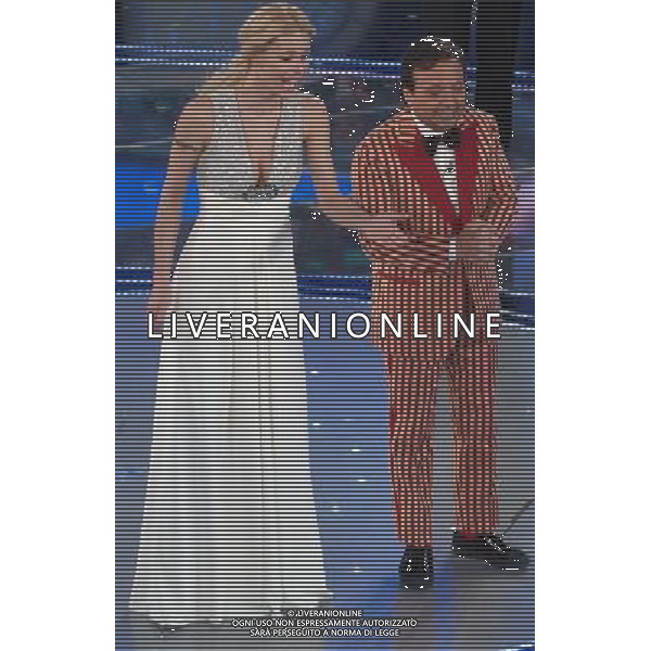 SANREMO 2/3/2007 57° FESTIVAL DELLA CANZONE ITALIANA NELLA FOTO GIAMPIERO CHIAMBRETTI E MICHELLE HUNZIKER FOTO AG ALDO LIVERANI