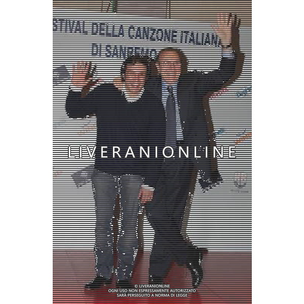 SAN REMO 3/3/2007 57° FESTIVAL DELLA CANZONE ITALIANA NELLA FOTO FLAVIO INSINNA E PIPPO BAUDO FOTO ROMANO/AG ALDO LIVERANI