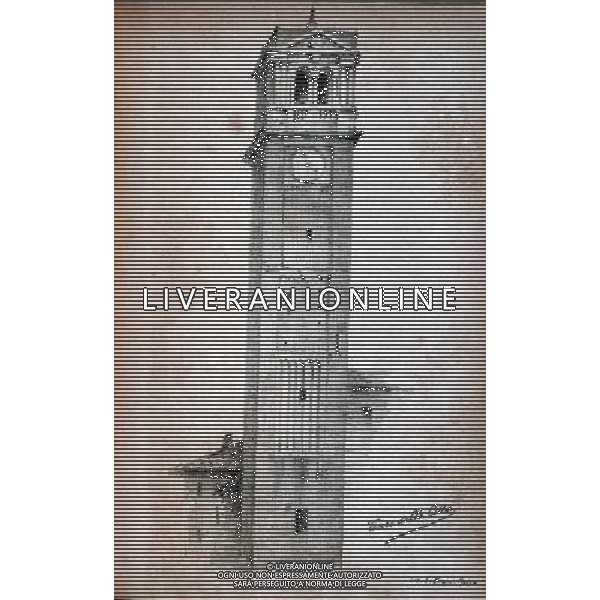 PAVIA - UNA STAMPA DELLA TORRE CIVICA DEL DUOMO RISALENTE AL 1888 - ph TORRES/AGENZIA ALDO LIVERANI