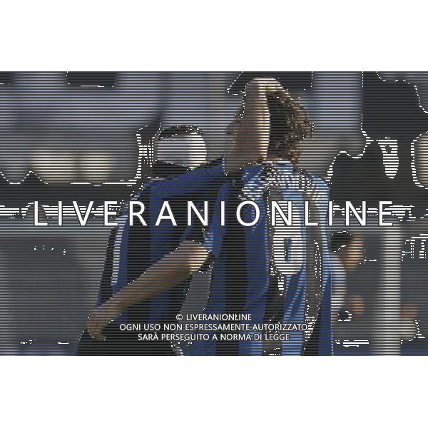 Ascoli-Inter Campionato Calcio serie A 18/03/2007 nella foto: esultanza di zlatan Ibrahimovic con luis figo ph Rosa/Ag. Aldo Liverani