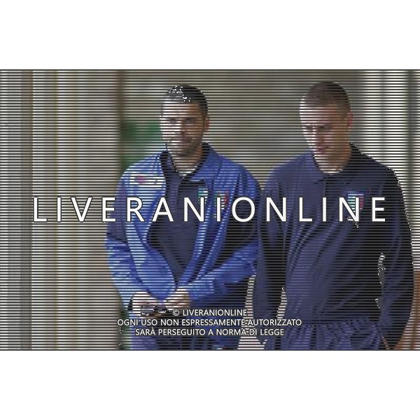 Raduno della Nazionale Italiana a Coverciano (Fi) 20/03/2007 nella foto Max Tonetto nuovo convocato con Daniele de Rossi ph Bucco/Ag. Aldo Liverani