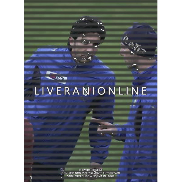 Allenamento della Nazionale Italiana a Coverciano 20/03/2007 nella foto Marco Materazzi e Buffon Gianluigi, durante gli allenamenti di oggi pomeriggio a Coverciano. ph Bucco/Ag. Aldo Liverani