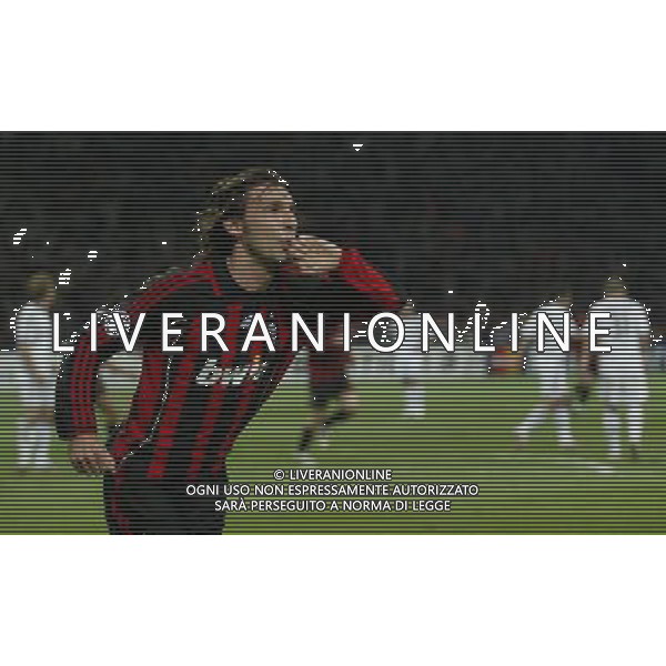 MILAN - BAYERN MONACO CHAMPIONS LEAGUE 02/04/2007 NELLA FOTO esultanza dopo il gol di andrea pirlo FOTO LUZZANI-AAG ALDO LIVERANI