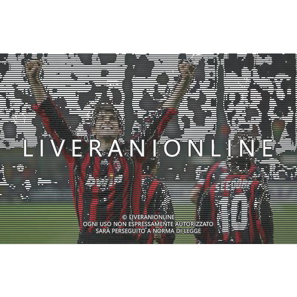 MILAN - BAYERN MONACO CHAMPIONS LEAGUE 02/04/2007 NELLA FOTO esultanza dopo il gol su rigore di kaka FOTO LUZZANI-AG ALDO LIVERANI