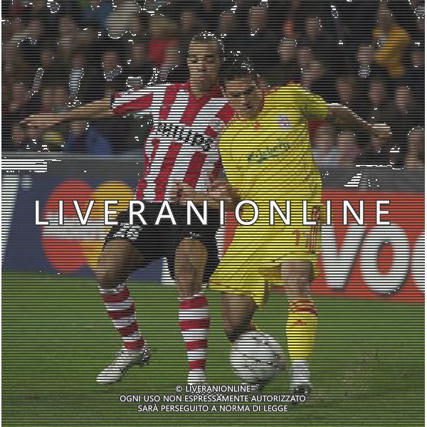PSV Eindhoven - Liverpool, Champions League Quarter Final First Leg, The Philips Stadium, Eindhoven,Date 03/04/2007 nella foto Mark Gonzalez con Diego Tardelli Ph by Ian Kington/Ag. Aldo Liverani
