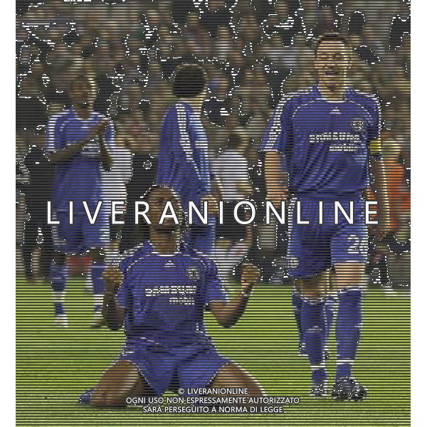 Valencia - Chelsea Champions League Quarter Finals second leg in Valencia 10/04/2007 nella foto esultanza di John Terry and Didier Drogba a fine gara pic Marcello Pozzetti©IPS Photo Agency/Ag. Aldo Liverani