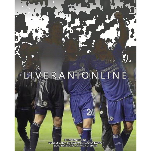 Valencia - Chelsea Champions League Quarter Finals second leg in Valencia 10/04/2007 nella foto esultanza di Petr Cech with John Terry and Frank Lampard a fine gara pic Marcello Pozzetti©IPS Photo Agency/Ag. Aldo Liverani