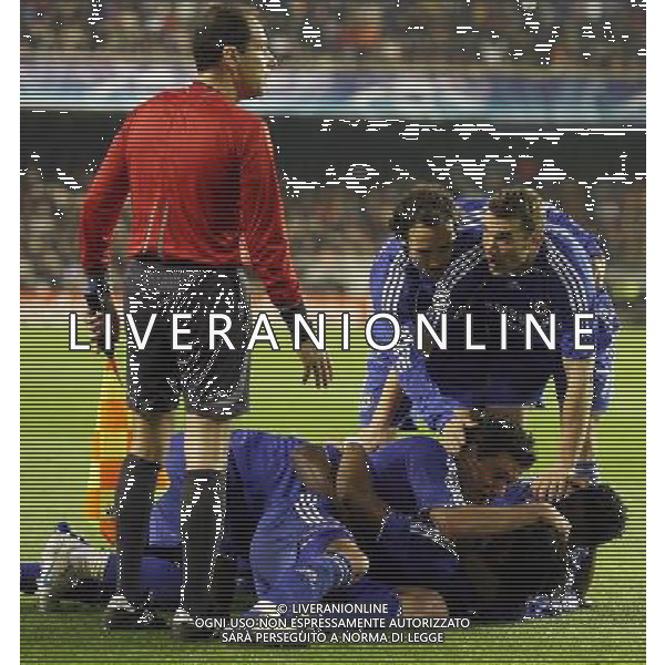Valencia - Chelsea Champions League Quarter Finals second leg in Valencia 10/04/2007 nella foto esultanza di Michael Ballack, Didier Drogba e Michels Essien pic Marcello Pozzetti©IPS Photo Agency/Ag. Aldo Liverani