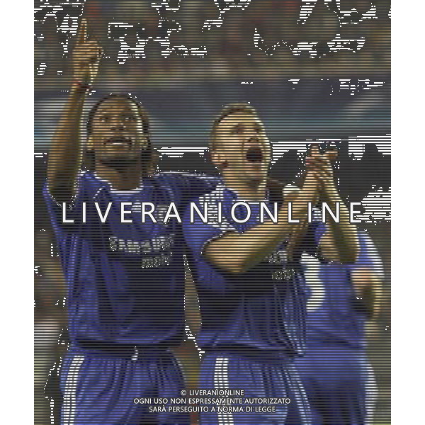 Valencia - Chelsea Champions League Quarter Finals second leg in Valencia 10/04/2007 nella foto esultanza di Andriy Shevchenko con Didier Drogba pic Marcello Pozzetti©IPS Photo Agency/Ag. Aldo Liverani