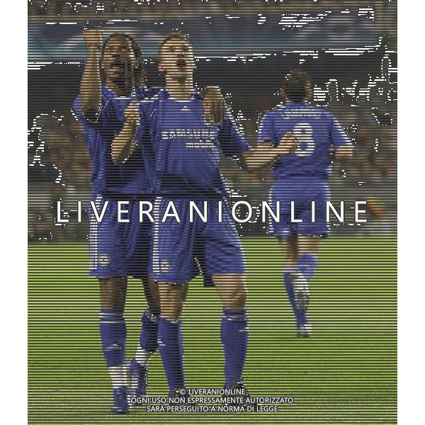 Valencia - Chelsea Champions League Quarter Finals second leg in Valencia 10/04/2007 nella foto esultanza di Andriy Shevchenko con Didier Drogba pic Marcello Pozzetti©IPS Photo Agency/Ag. Aldo Liverani