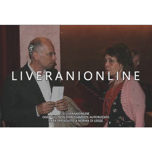 PRIMA SERATA DELLO SPETTACOLO TEATRALE \'ANGELINA\' IN SCENA AL TEATRO FRANCO PARENTI DI MILANO , DIRETTO DA DARIO D\'AMBROSI, CON GIANNA COLETTI E CELESTE MORATTI 17/04/2007 NELLO FOTO : GABRIELE SALVATORES CON MILLY MORATTI PH BONFANTI/AG. ALDO
